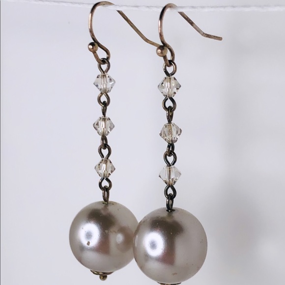 Swarovski Glass Pearl Dangle Earrings - Picture 5 of 5